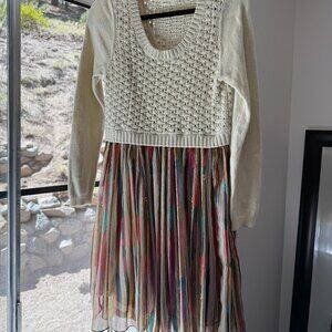 ANTHROPOLOGIE SLEEPING ON SNOW | Colorful Sweater Dress for Fall, Size Medium